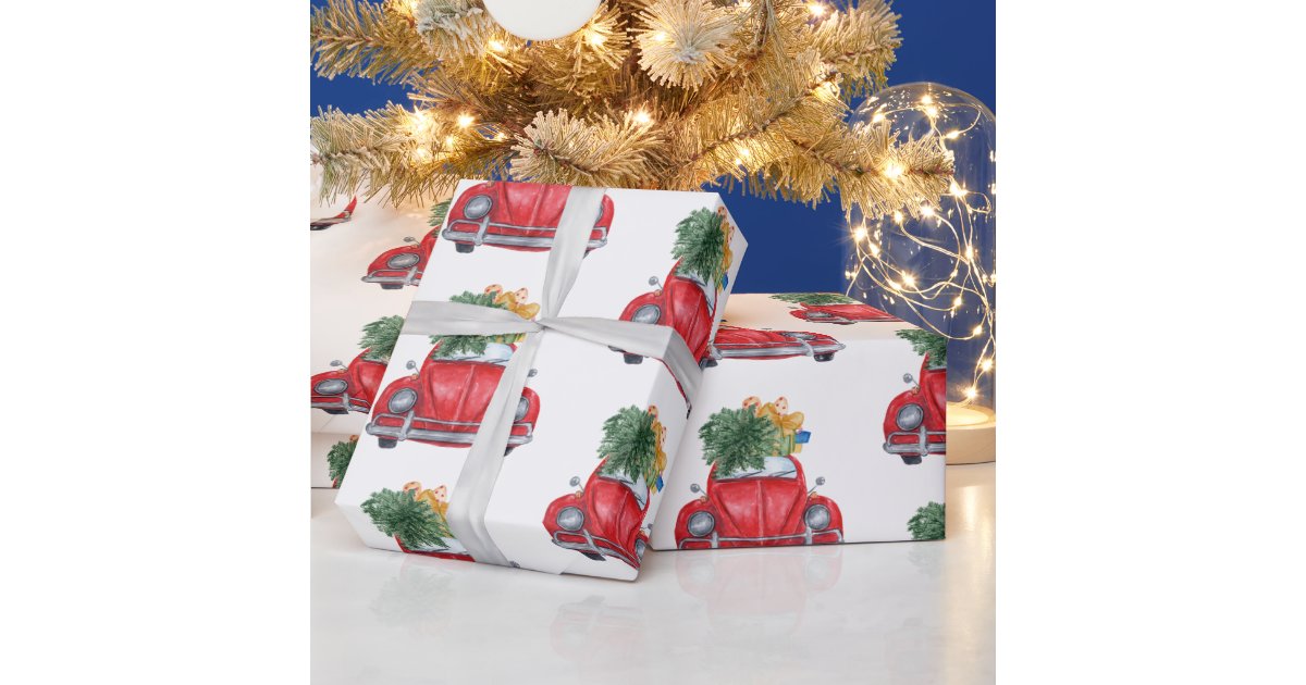 Christmas Car Pattern Wrapping Paper | Zazzle