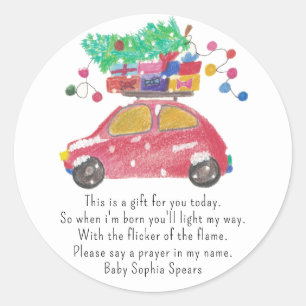 Christmas car - Prayer candle label 