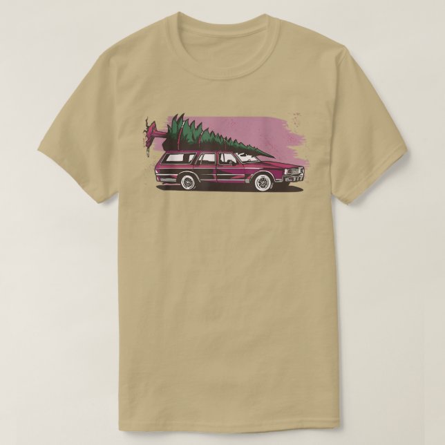 Christmas car roof winter Christmas tree gift  T-Shirt (Design Front)