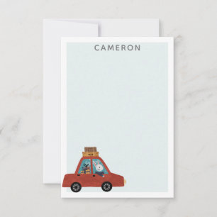 Christmas Car Travel Bunny Rabbit Personalized Note Card