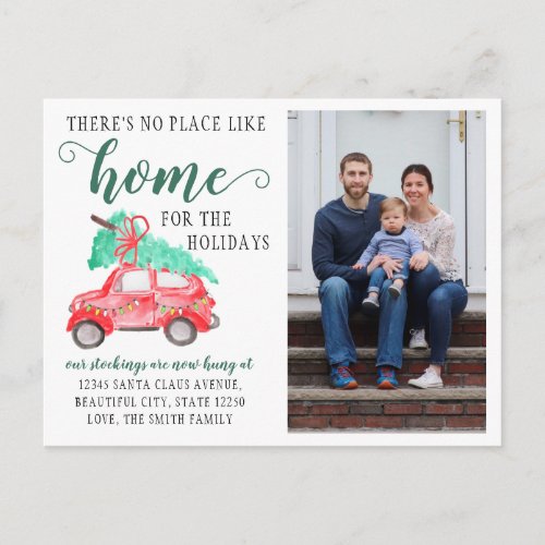 Christmas Car Tree New Home Photo Holiday Moving Announcement Postcard