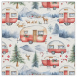 Christmas Caravan, Snow, Deer Fabric