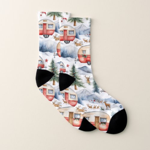 Christmas Caravan Snow Deer Socks