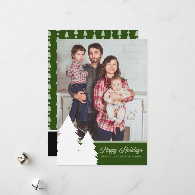 Christmas Card 2024 Green Tree Pattern  (Front/Back In Situ)