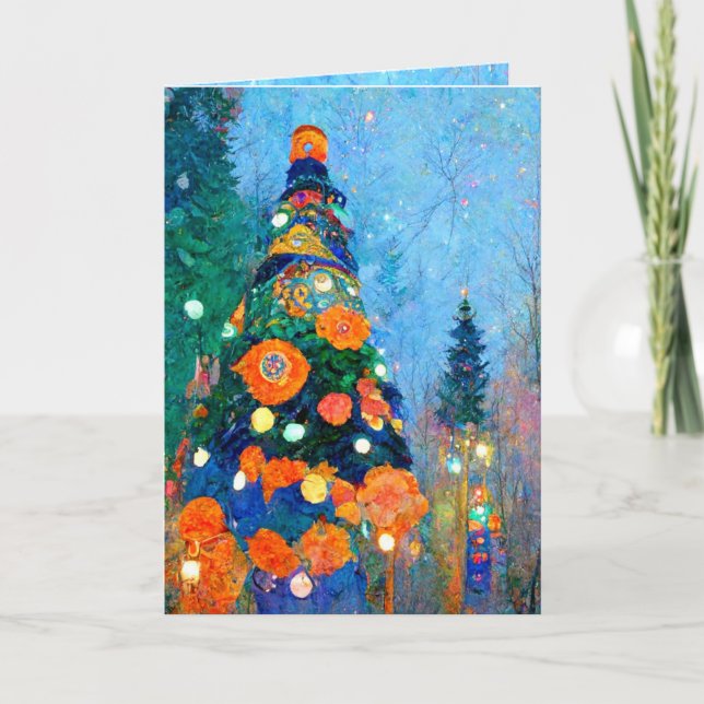 Christmas Card Alphonse Mucha stylized watercolor (Front)