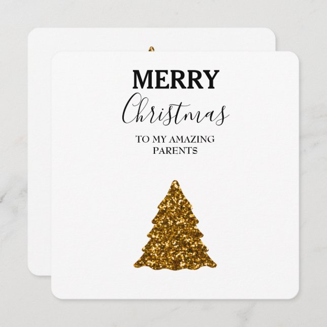 Merry Christmas Tree with Lights Christmas Card Parents