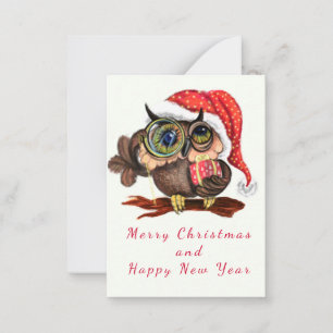 Christmas Card Baby Owl with Gift