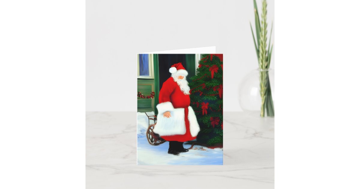 Christmas Card Best Wishes Santa Claus | Zazzle