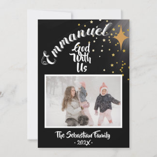 Christmas Card Black Gold Emmanuel God With Us