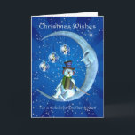 Christmas card, Brother-in-Law Christmas, Snowman Holiday Card<br><div class="desc">Christmas card,  Brother-in-Law Christmas,  Snowman on the Moon</div>