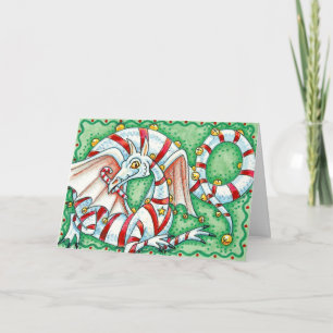 Christmas Card:  Candy Cane Christmas Dragon Holiday Card