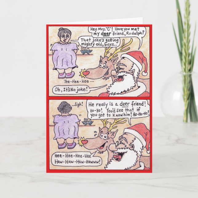 Christmas Card -Cartoon, "Deer Friend" (Front)