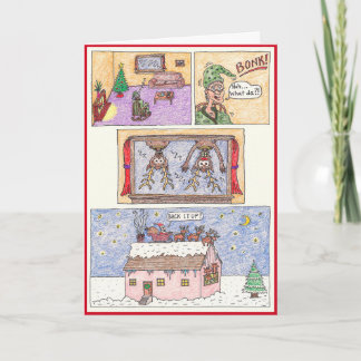 Christmas Card -Cartoon, "Over The Top"
