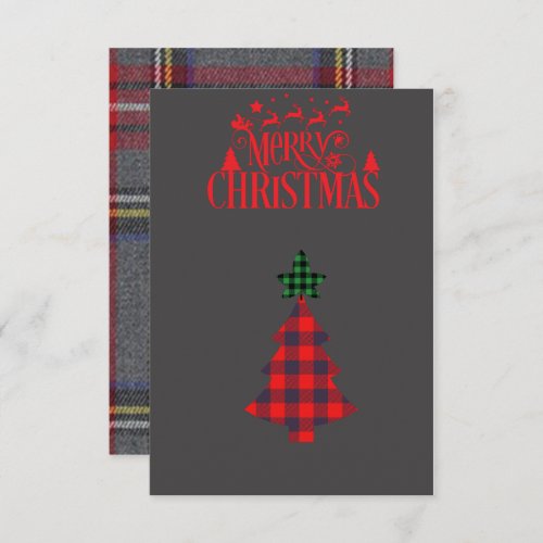 Christmas Card check grey and red simpleClever
