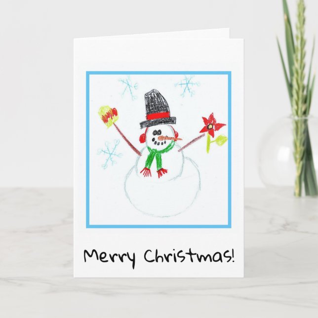 Christmas Card - Children's Art -  Snowman (Front)