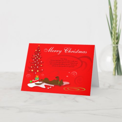 Christmas Card _ Chocolate Labrador Dog _ Red