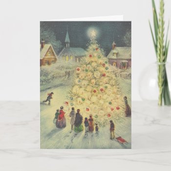 Christmas Card Church With Christmas Tree by SharCanMakeit at Zazzle