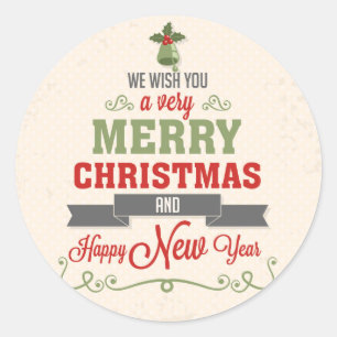 Christmas Card Classic Round Sticker
