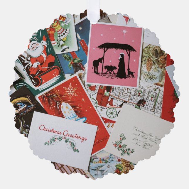 Christmas Card Collage Ornament Card (Front)