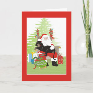 Christmas Card - Coonhound Dog - Black & Brown