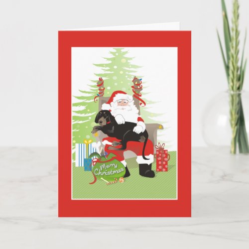 Christmas Card _ Coonhound Dog _ Black  Brown