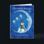 Christmas card, Cousin Christmas, Snowman on the M Holiday Card<br><div class="desc">Christmas card,  Cousin Christmas,  Snowman on the Moon</div>