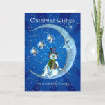 Christmas card, Cousin Christmas, Snowman on the M Holiday Card<br><div class="desc">Christmas card,  Cousin Christmas,  Snowman on the Moon</div>