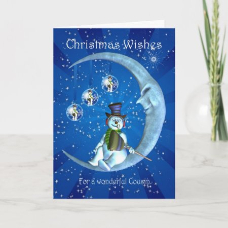 Christmas Card, Cousin Christmas, Snowman On The M Holiday Card