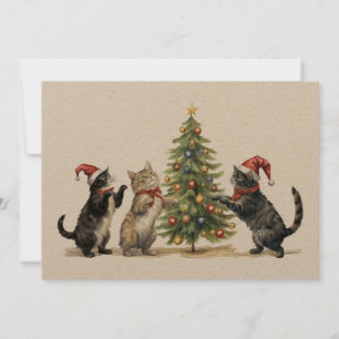 Christmas card craft paper rustic design cats