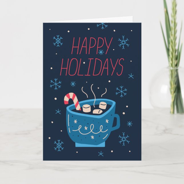 Christmas Card Cup of Cocoa with Candy Cane (Front)