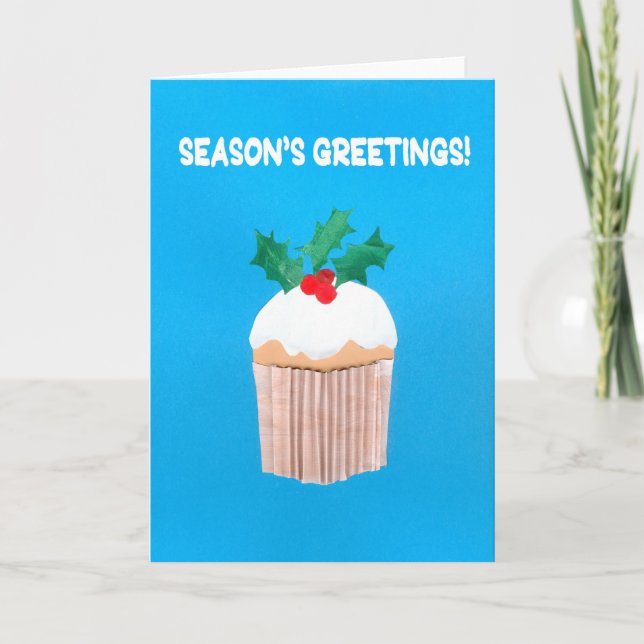 Christmas Card Cupcake with Holly (Front)