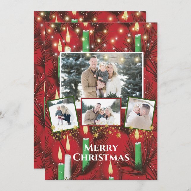  Christmas Card Custom Photo Vintage Background (Front/Back)