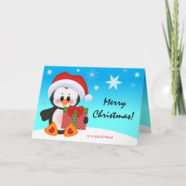 Christmas Card Cute Funny Penguin Gift (Front)
