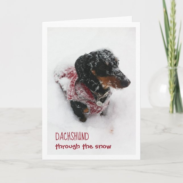Christmas Card - Dachshund Through The Snow (Front)