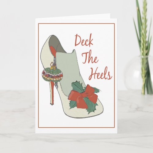 Christmas Card Deck the Heels Bauble shoe Holiday Card