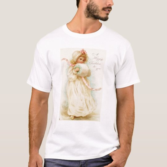Christmas card depicting a girl with a muff T-Shirt