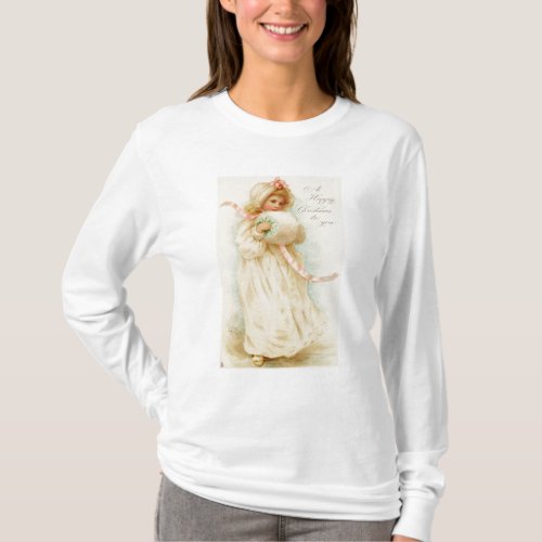 Christmas card depicting a girl with a muff T_Shirt