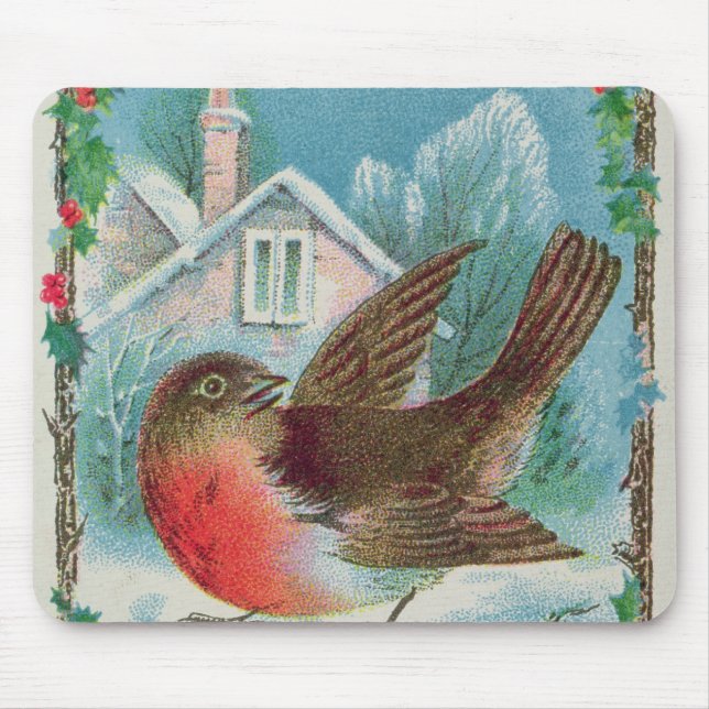 Christmas card depicting a robin mouse pad (Front)