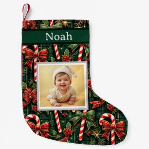 Christmas Card Design with Cute Baby and Festive D Small Christmas Stocking