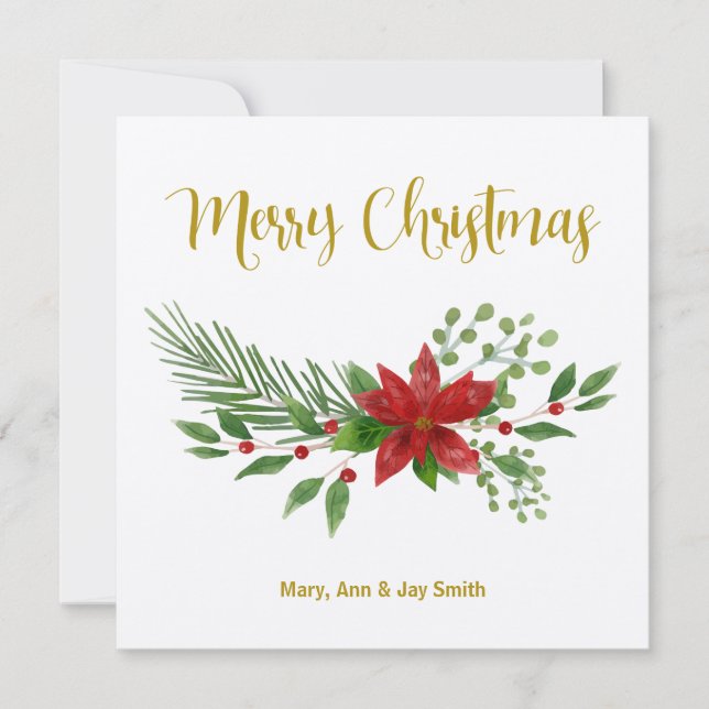Christmas card design with Poinsettia Design (Front)