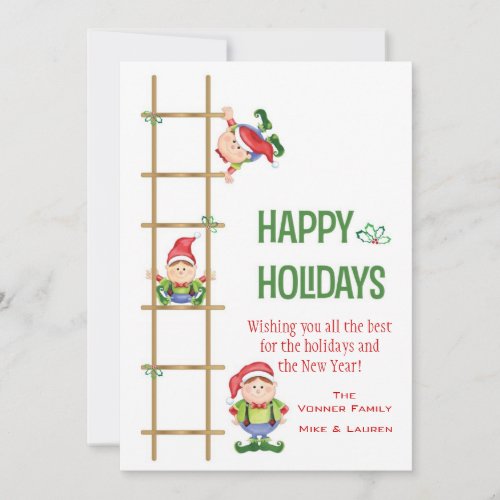 Christmas Card Elf Holiday Elves