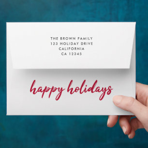Christmas Card Envelope   Minimal Happy Holidays