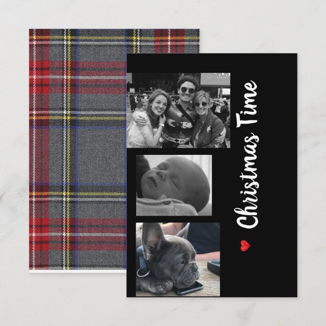 Christmas card family black and white  (Front/Back)