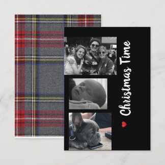 Christmas card family black and white 