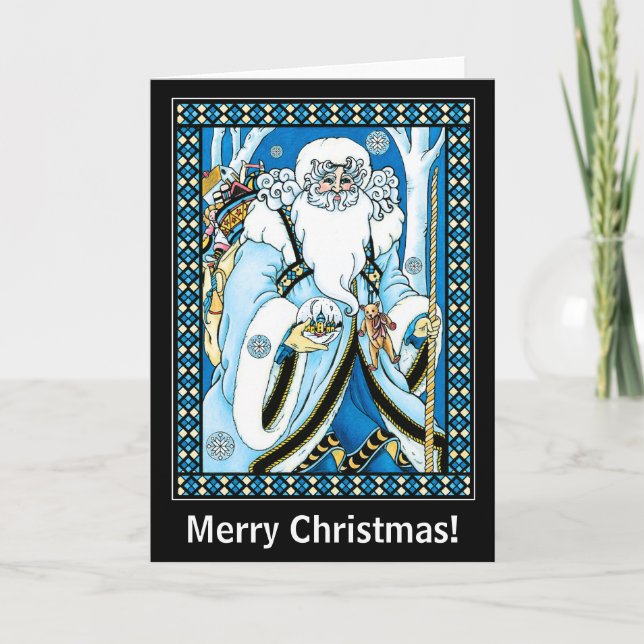 Christmas Card: Father Christmas with Gifts Holiday Card (Front)