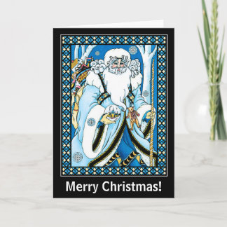 Christmas Card: Father Christmas with Gifts Holiday Card