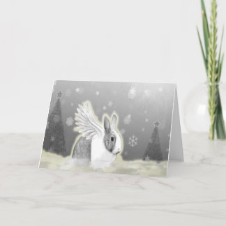 Christmas card featuring an angel bunny