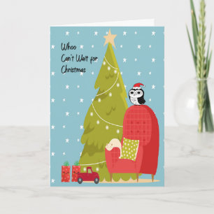 Christmas Card for Child with Tree & Owl