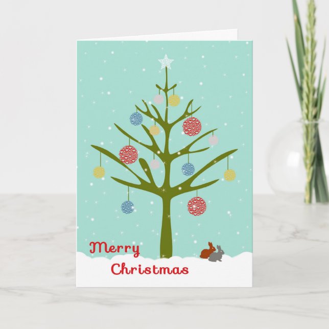 Christmas Card for Co-Worker with Tree & Ornaments (Front)