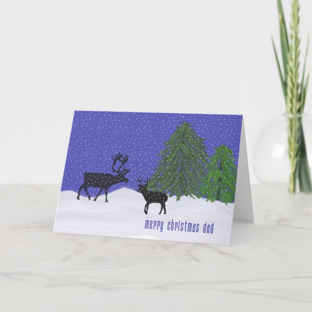 Christmas Card for Dad Deer & Snow (Front)